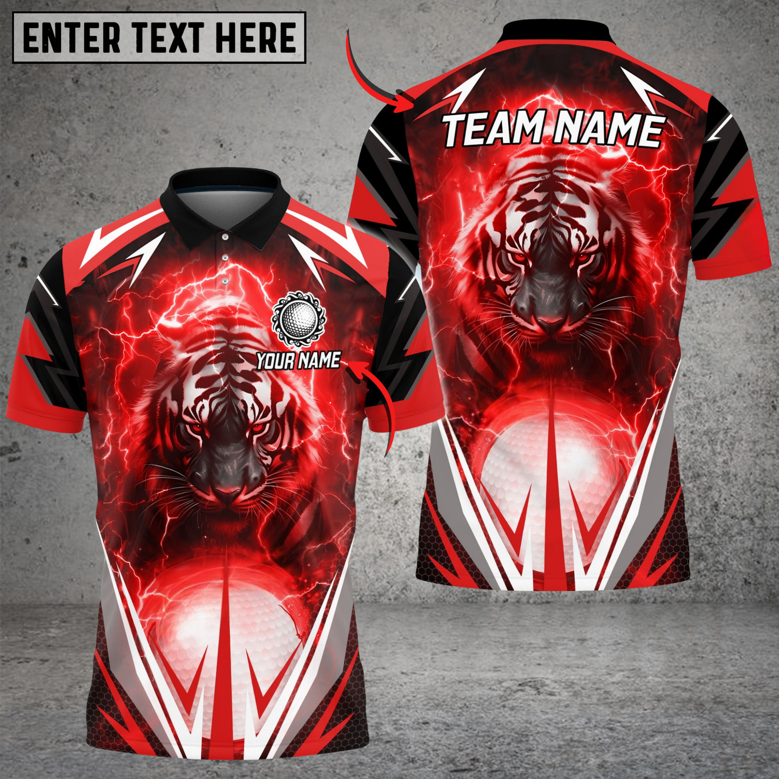 Blisscorners Golf Electric Tiger Multicolor Customized Name, Team Name 3D Shirts
