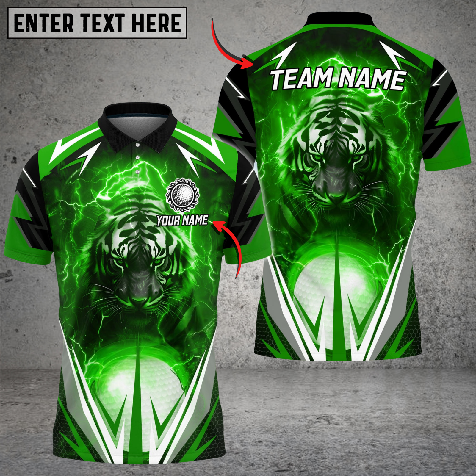 Blisscorners Golf Electric Tiger Multicolor Customized Name, Team Name 3D Shirts
