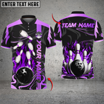 Blisscorners Bowling Golden Fire Strike Multicolor Customized Name, Team Name 3D Shirts