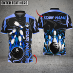 Blisscorners Bowling Golden Fire Strike Multicolor Customized Name, Team Name 3D Shirts