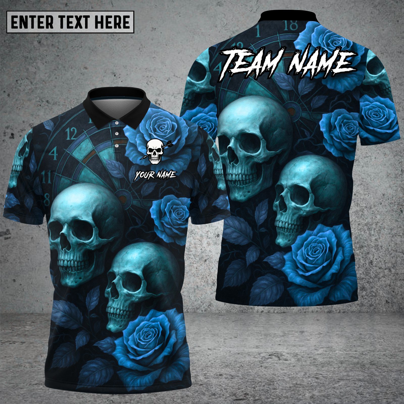 Blisscorners Skull Rose Shirt Red Rose Gothic Skull Multioptions Personalized Name, Team Name Unisex 3D Shirt (4 Colors)