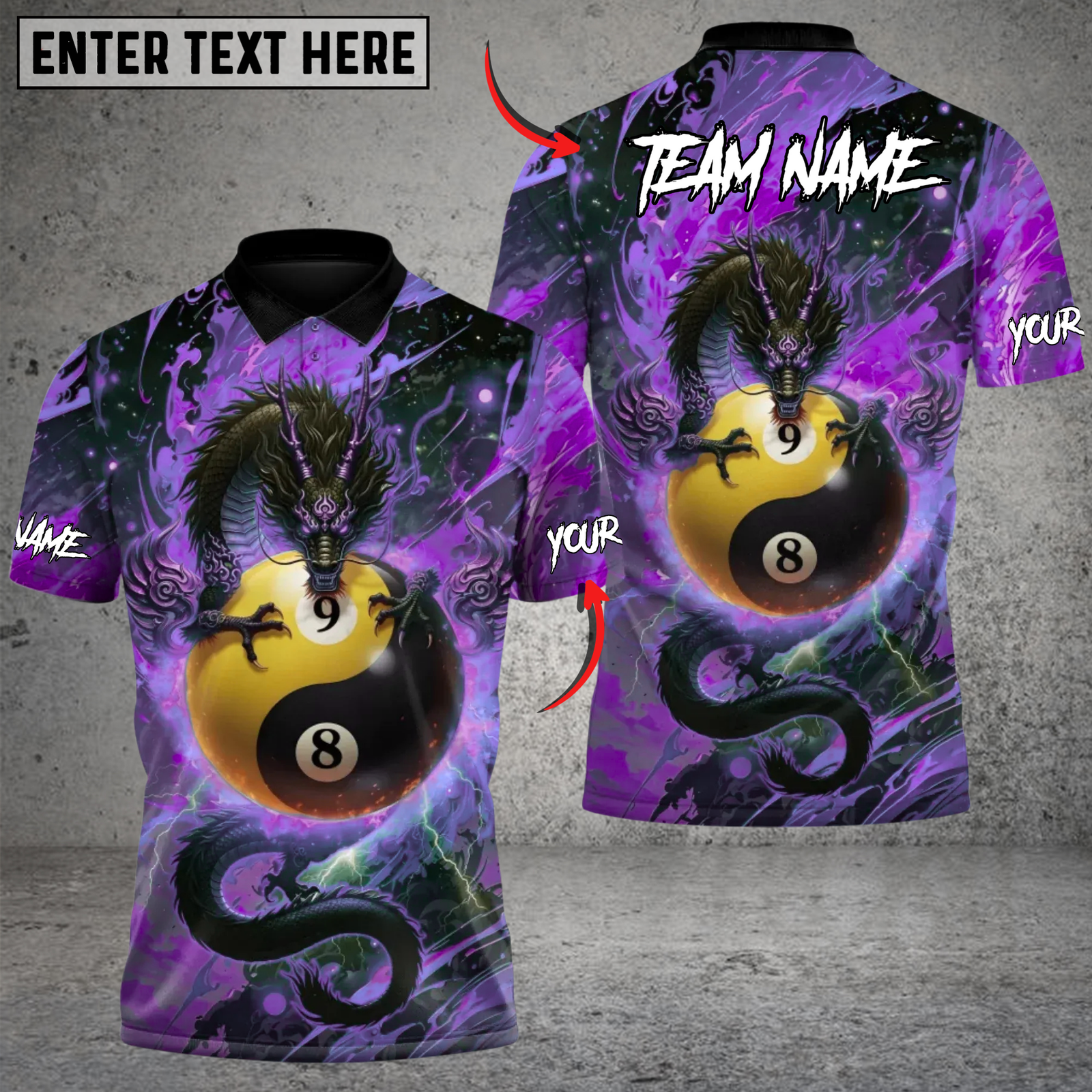 Blisscorners Billiards Azure Dragon Awakening 89 Ball Multicolor Customized Name Team Name 3D Shirt