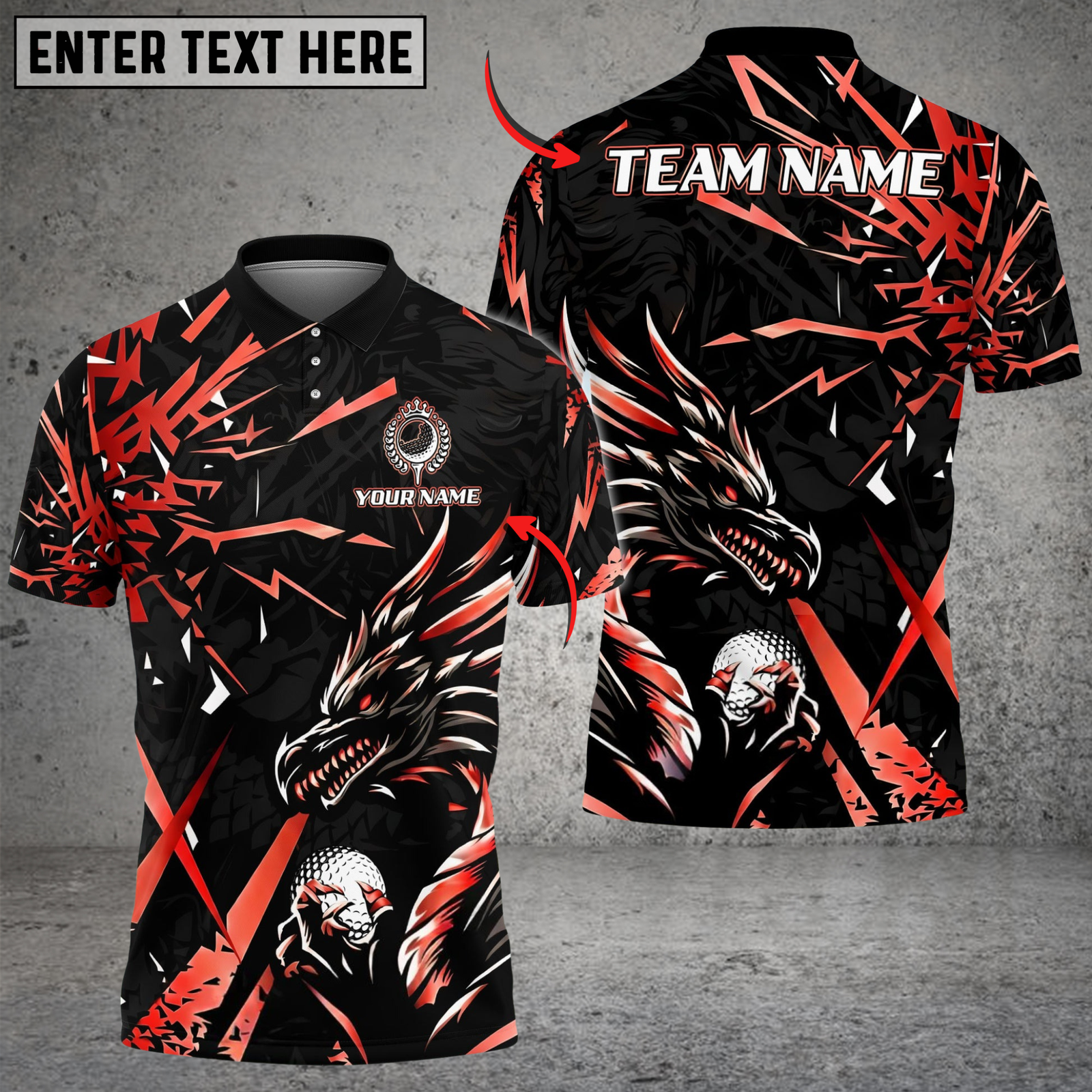 Blisscorners Dragon Lightning Strike Golf Polo Shirt, Customized Name & Team Name 3D Shirts (4 Colors)