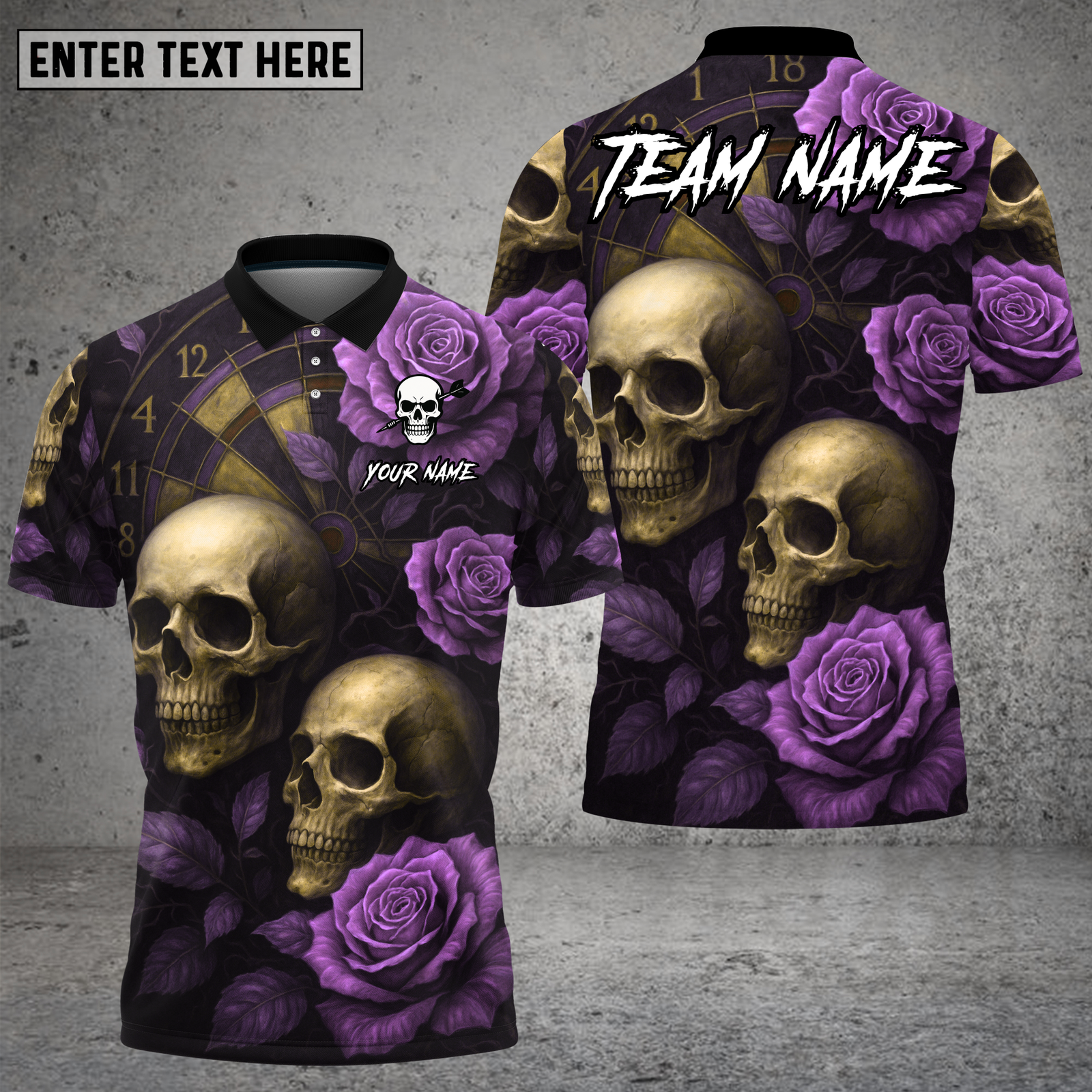 Blisscorners Skull Rose Shirt Red Rose Gothic Skull Multioptions Personalized Name, Team Name Unisex 3D Shirt (4 Colors)