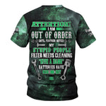 Blisscorners Attention Out of Order Funny Mechanic Shirt, Stupid People Cleaner Quote Graphic Shirt, Gift for Auto Enthusiasts & Mechanics