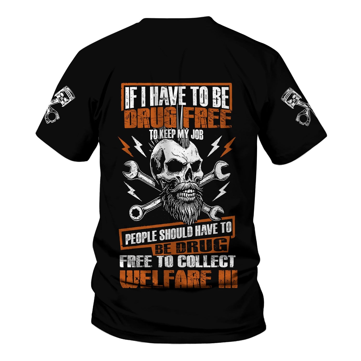 Blisscorners Funny Vintage Mechanic Shirt If I Have To Be Drug Free To Kep My Job Skull Wrench T Shirt