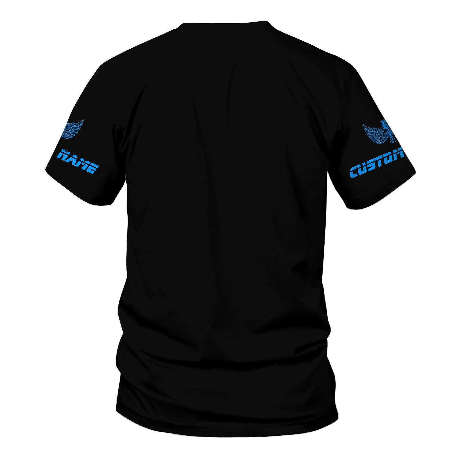 Blisscorners Custom Name Mechanic Shirt Blue Flame Muscle Engine Piston Holding Wrench T Shirt