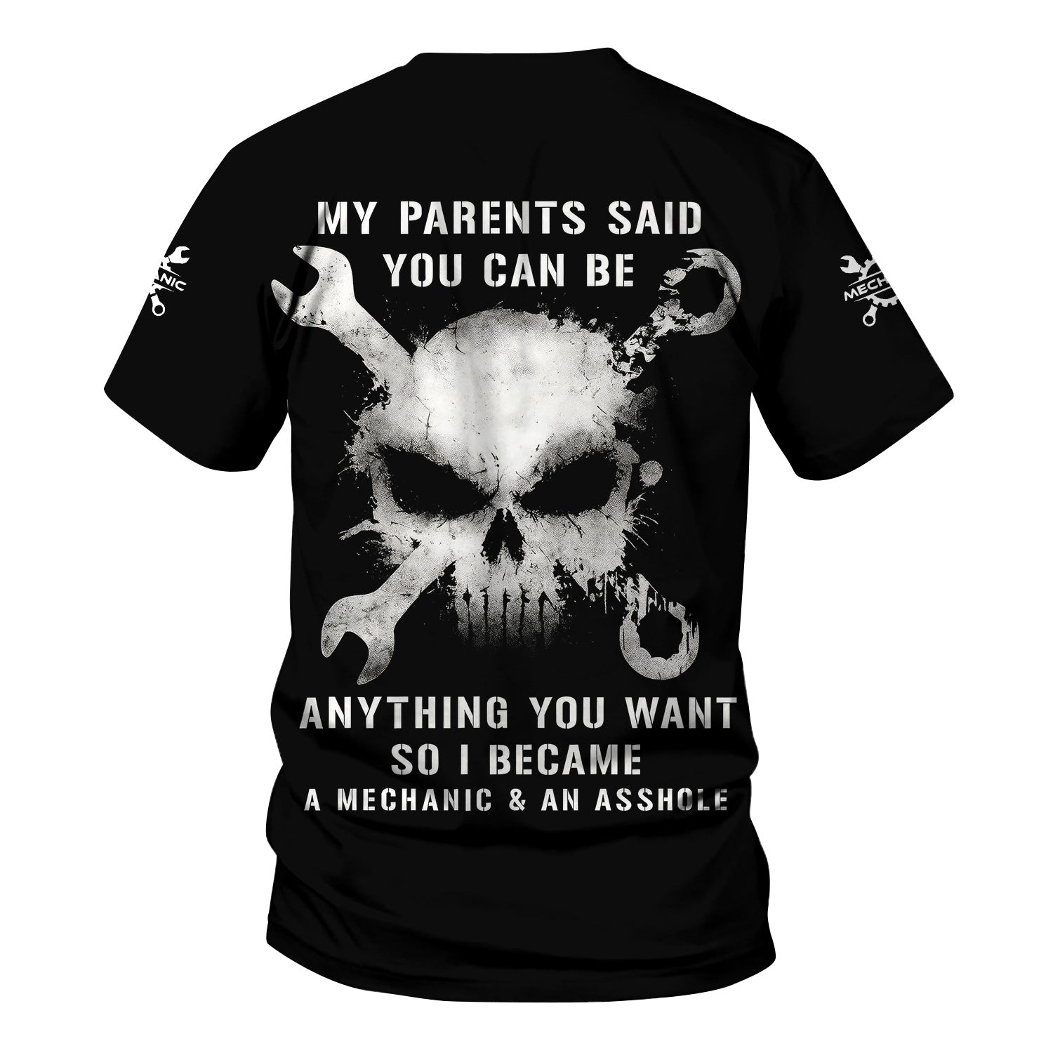 Blisscorners Custom Name Mechanic Shirt, Funny My Parents Said You Can Be Anything So I Became A Mechanic And An Asshole Shirt, Gift Car Repair Worker