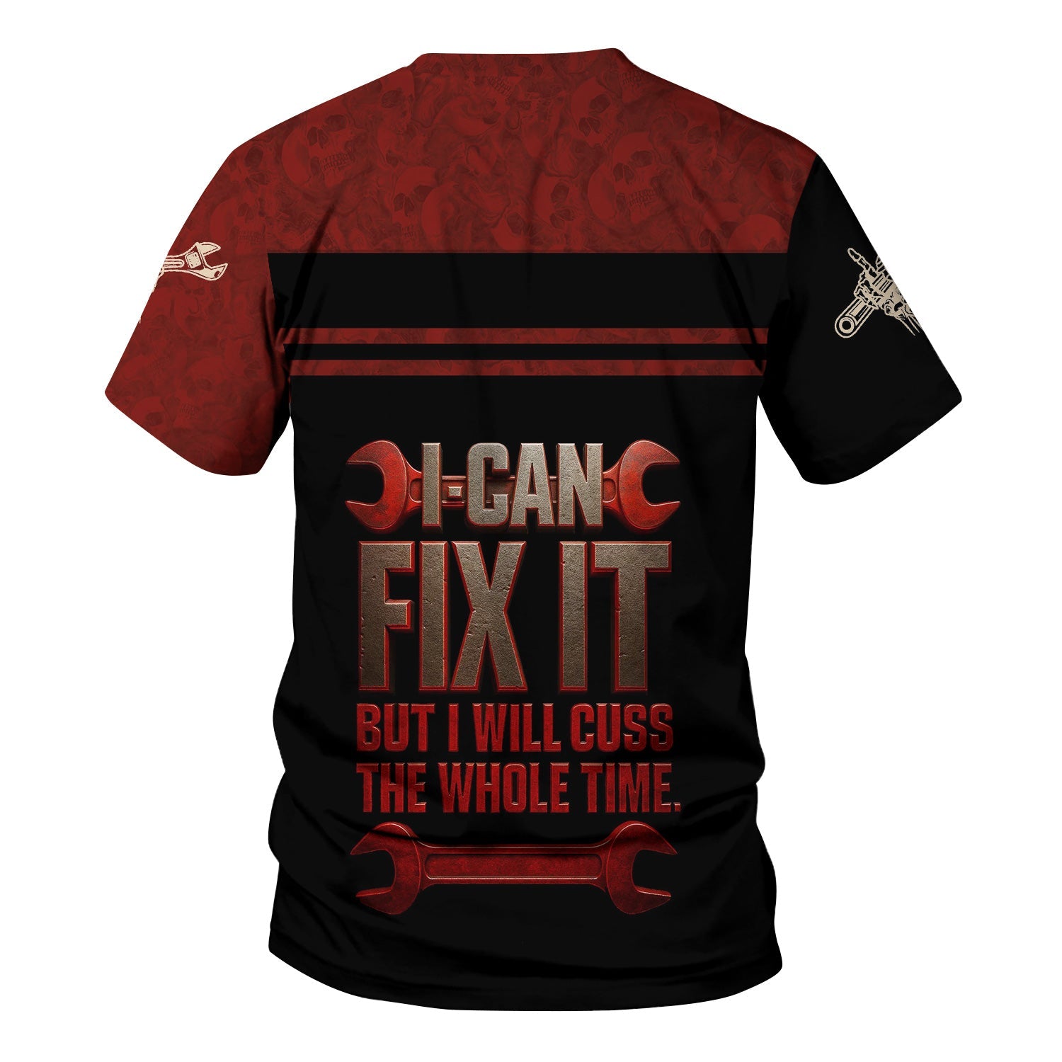 Blisscorners Personalized T-Shirt I Can Fix It But I Will Cuss The Whole Time Badas Mechanic Skull Style Shirt For Mechanics