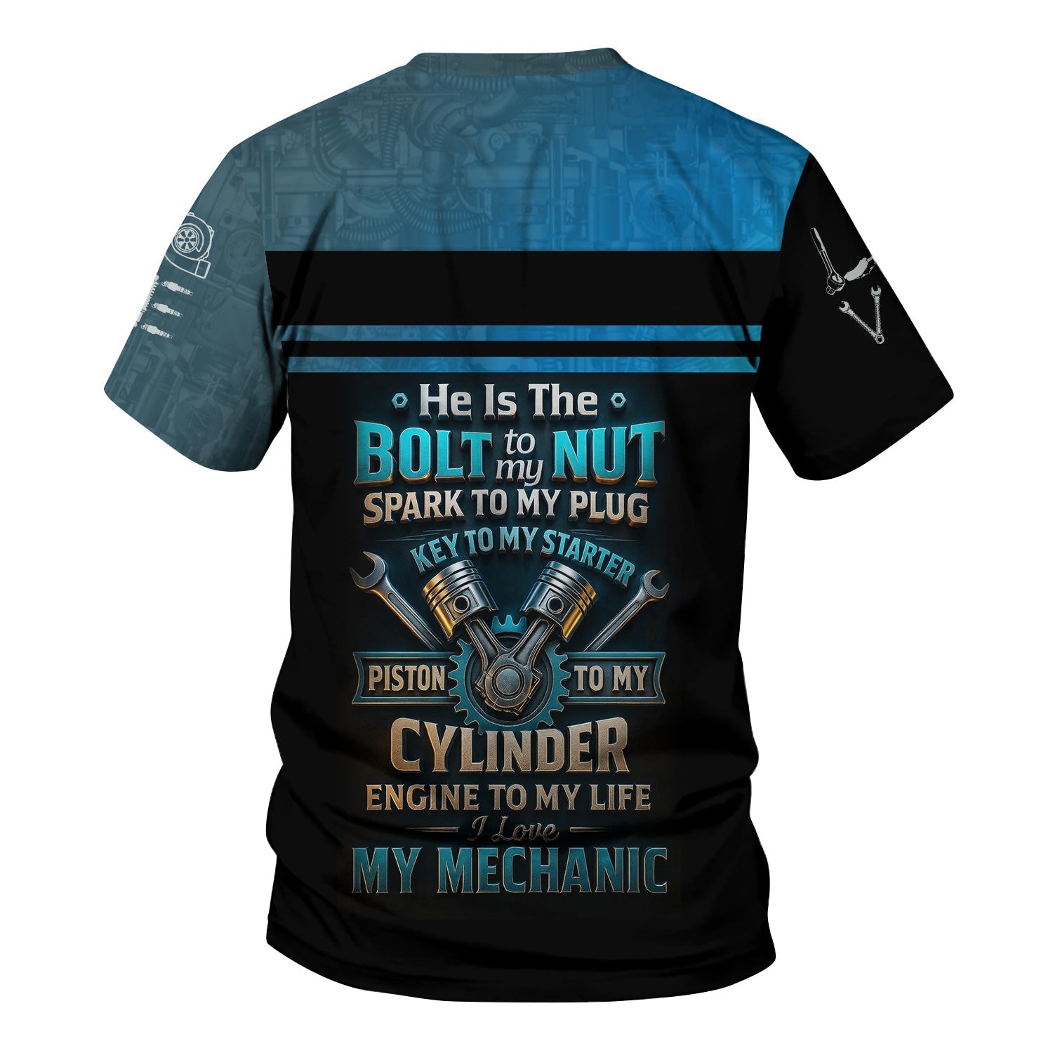Blisscorners Personalized T-Shirt He Is The Bolt To My Nut, Funny Mechanic Couple Gift, Auto Mechanic Gift For Boyfriend Or Husband