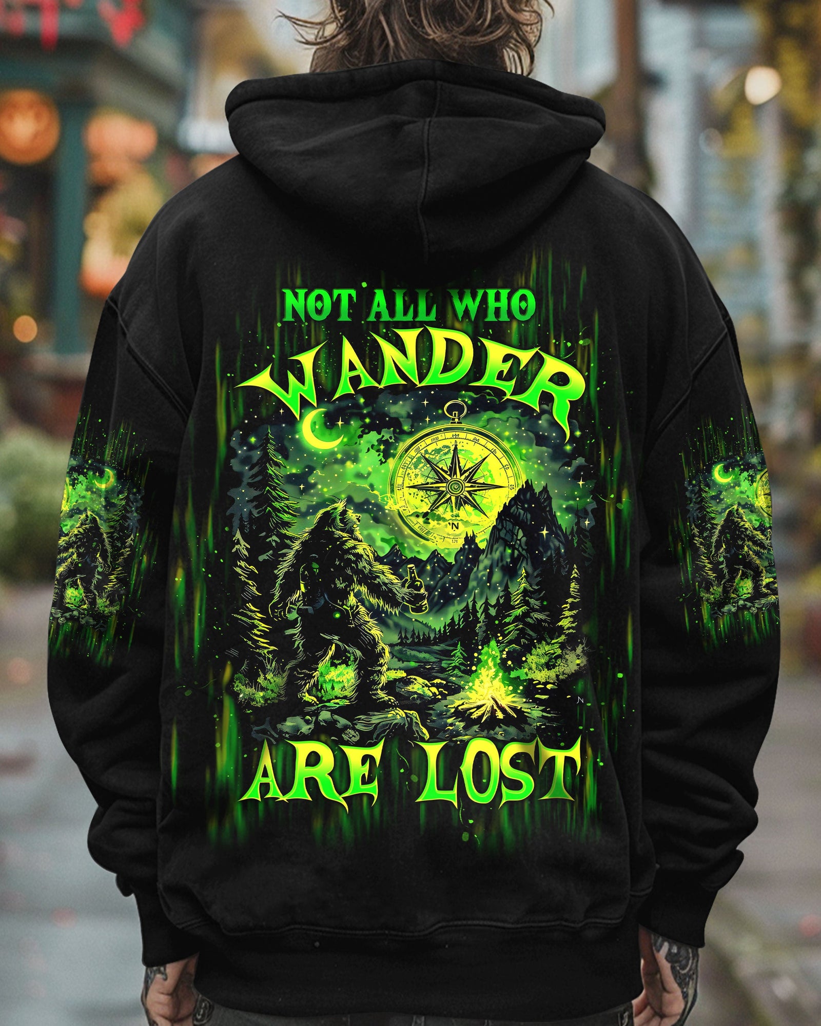BLISSCORNERS NOT ALL WHO WANDER ARE LOST BIGFOOT COMPASS ALL OVER PRINT - TLTW1102253