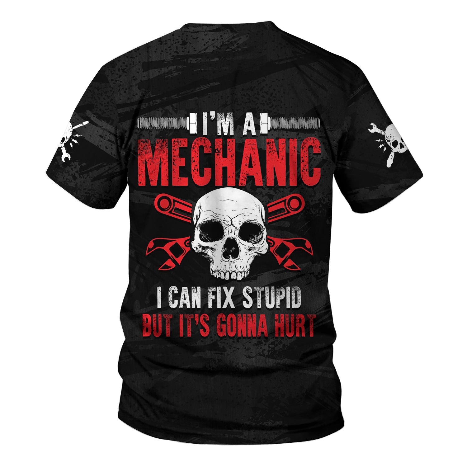 Blisscorners Custom Name Funny Mechanic Skull T Shirt I'm A Mechanic I Can Fix Stupid Shirt