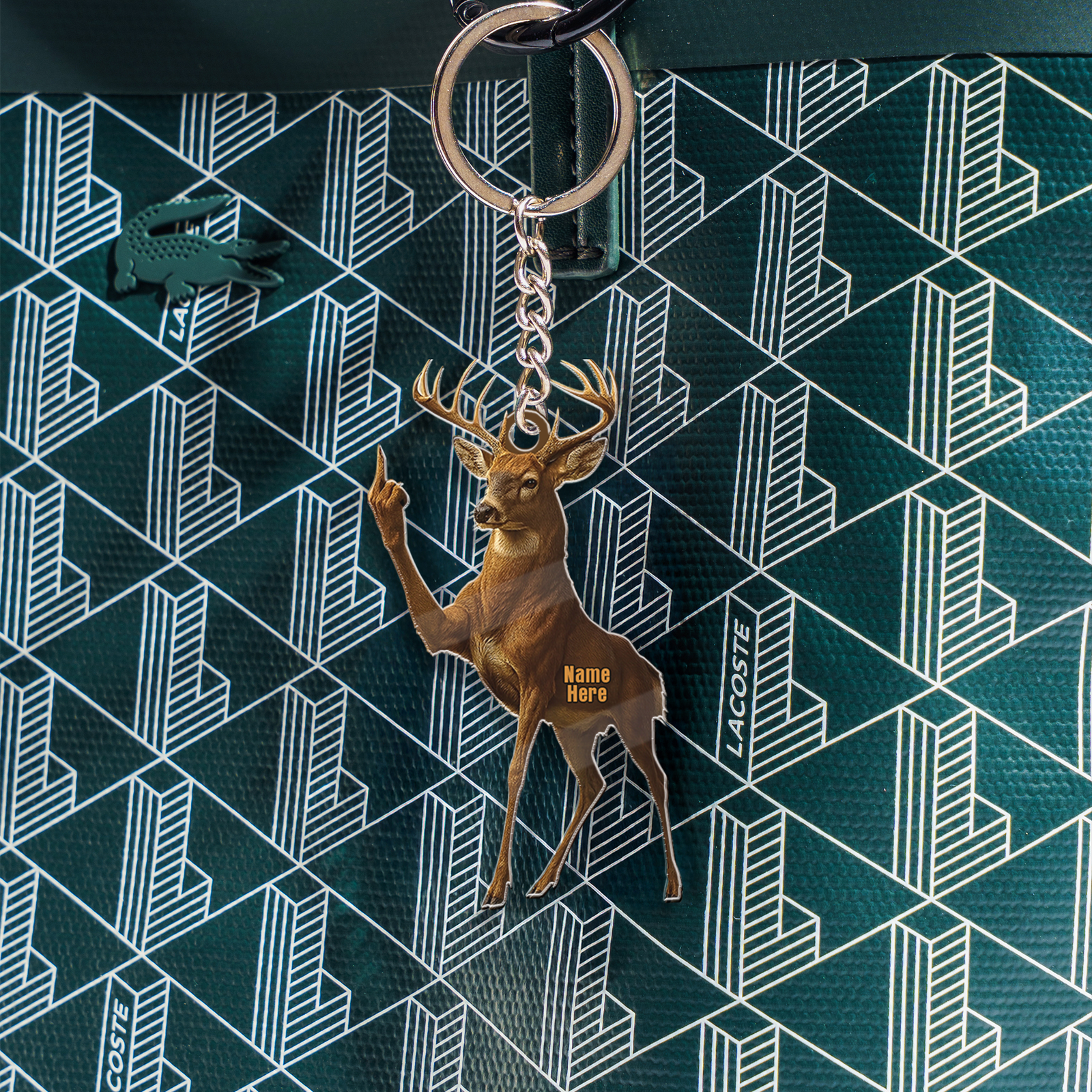 Blisscorners Personalized Funny Deer Buck Fukin' Finger Hunting Acrylic Christmas Ornament And Keychain Custom Gift For Hunters 2D Flat