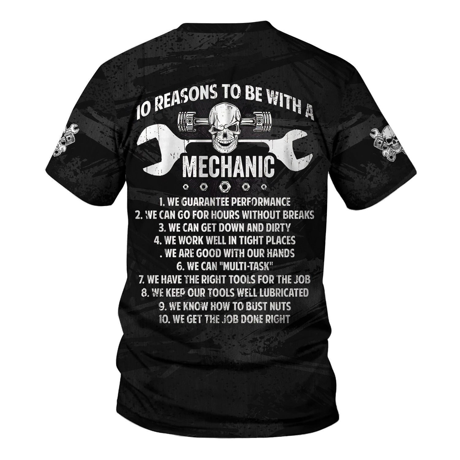 Blisscorners Custom Name Mechanic Shirt 10 Reasons To Be With A Mechanic Skull Wrench Auto Repair Garage Workwear Tee Car Repair Shirt Gift For Men Dad