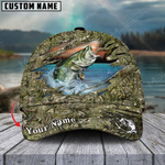 Blisscorners Bass Camouflage Fishing Customized Name 3D Cap