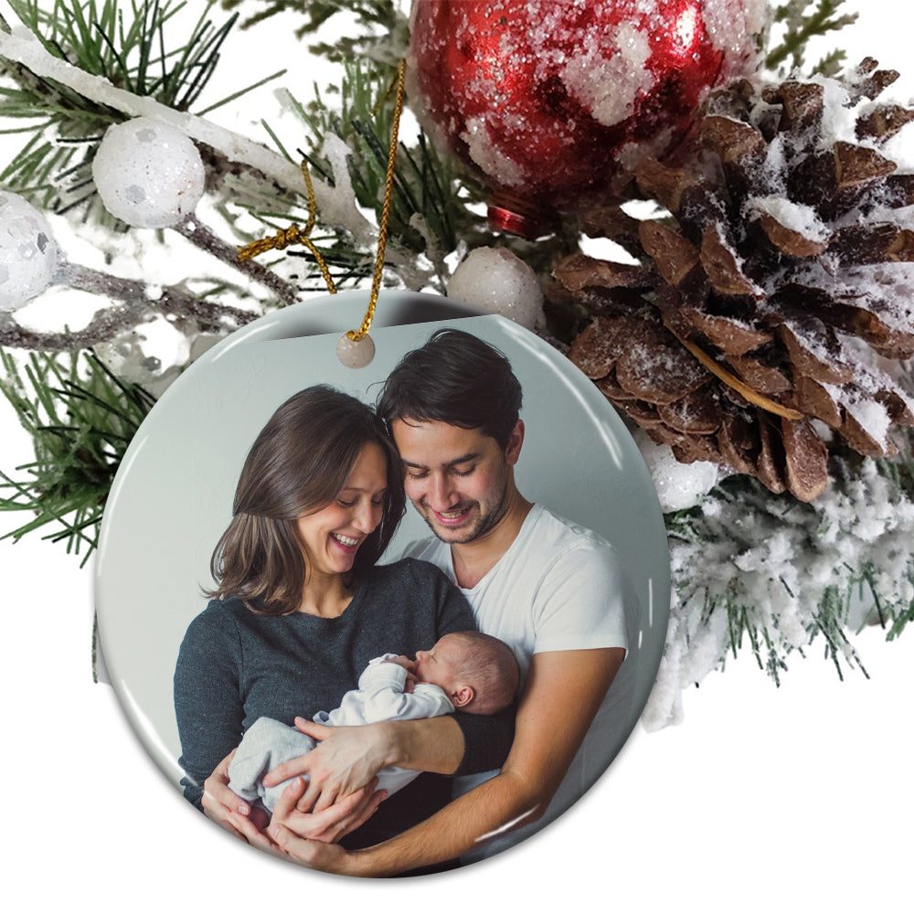 Blisscorners Godparents Are A Gift Sent From Heaven - Custom Photo And Name- Personalized 2 Sides Ceramic Ornament - Gift For Family, Christmas Gift2D Flat LM2111
