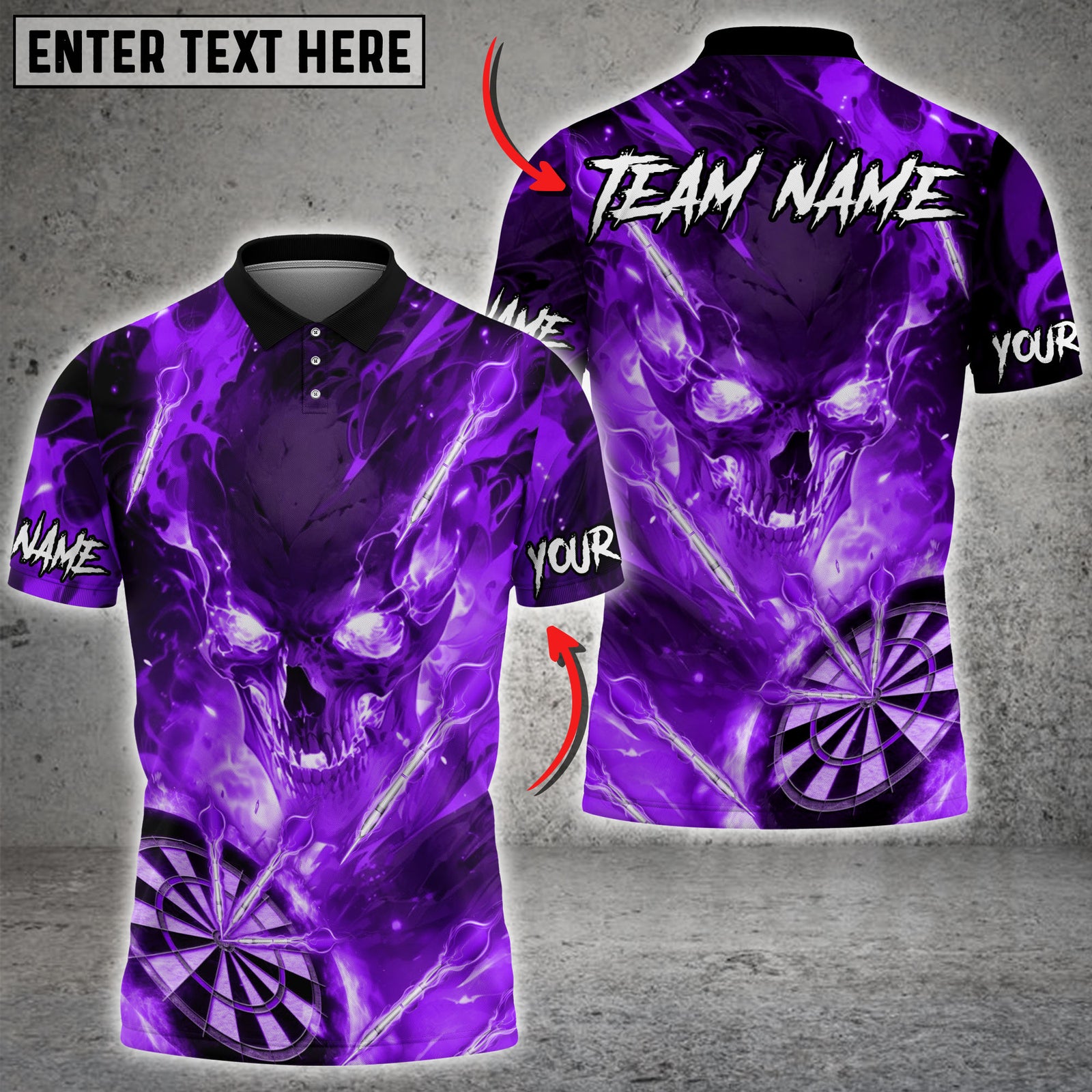 Blisscorners Darts Flaming Skull Fire Board Multicolor Customized Name, Team Name 3D Shirts