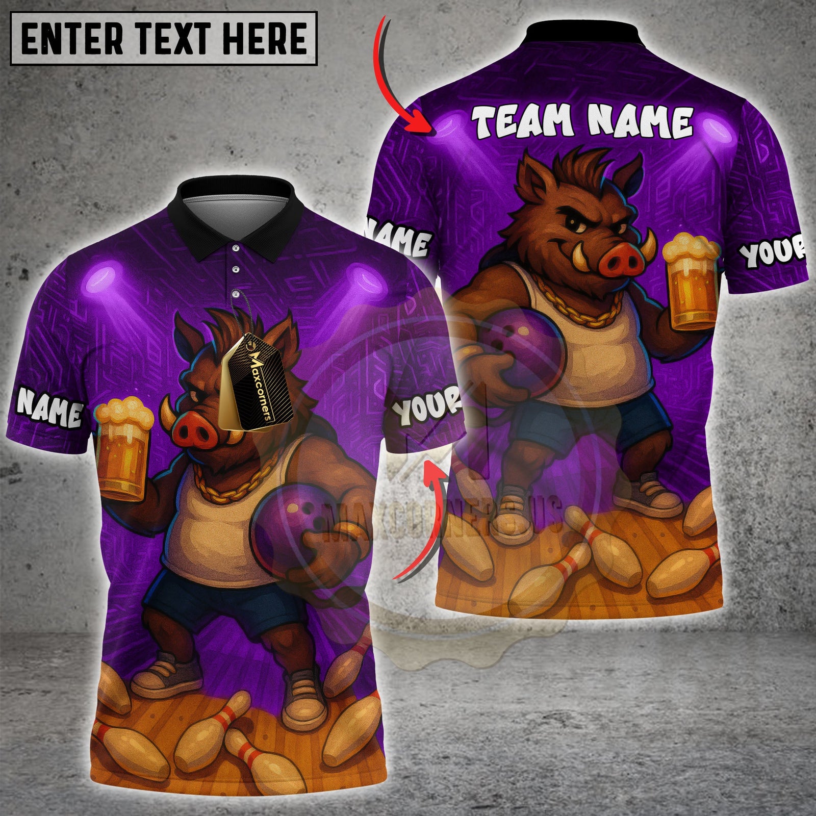 Blisscorners Beer Boar Bowling Champion Multicolor Customized Name, Team Name 3D Shirts