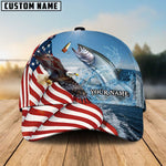 Blisscorners Eagle Flag Salmon Fishing Customized Name Classic 3D Cap