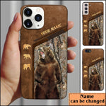 Blisscorners Bear Hunting Premium Brown Pattern Personalized Name Phone Case LM0912