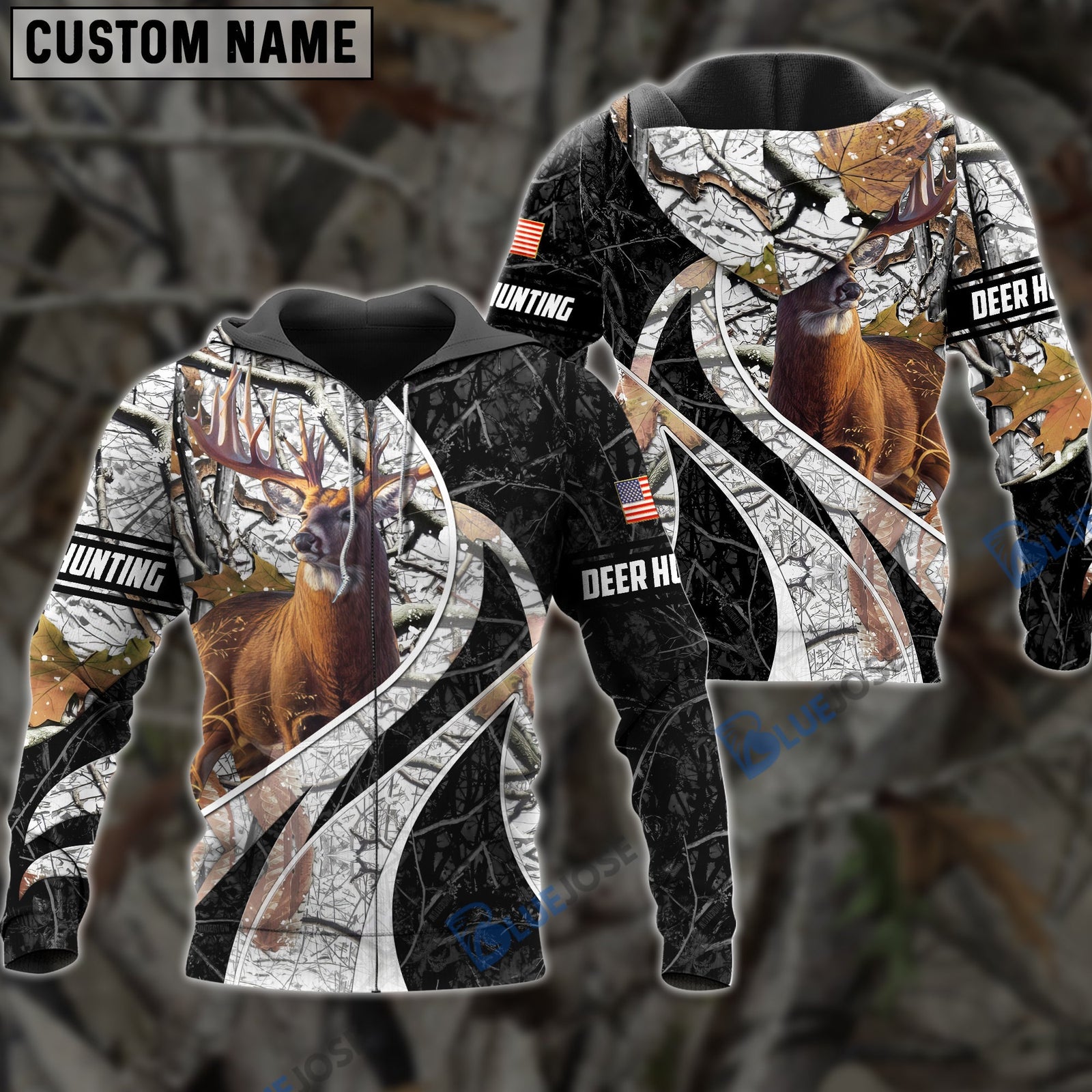 Blisscorners Personalized Name Hunting Hoodie & Zip Hoodie Multicolor