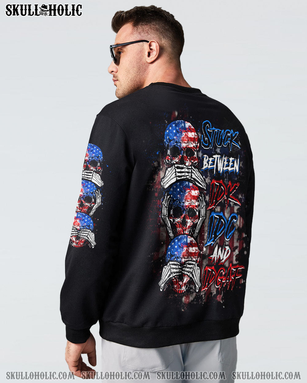 BLISSCORNERS STUCK BETWEEN IDK IDC AND IDGAF SKULL ALL OVER PRINT