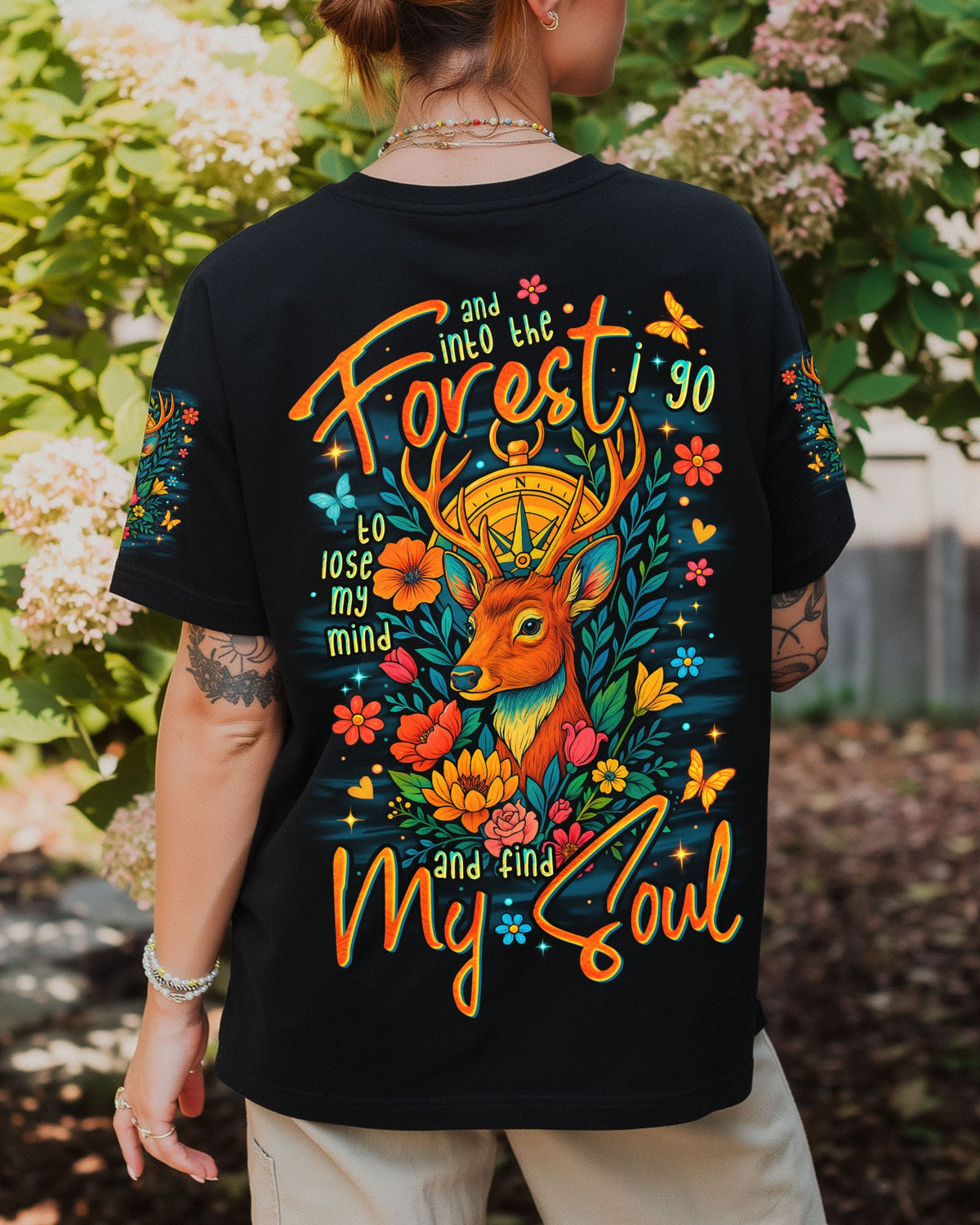 BLISSCORNERS AND INTO THE FOREST I GO DEER ALL OVER PRINT