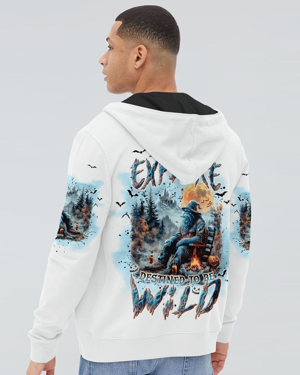 BLISSCORNERS BORN TO EXPLORE DESTINED TO BE WILD BIGFOOT HALLOWEEN ALL OVER PRINT