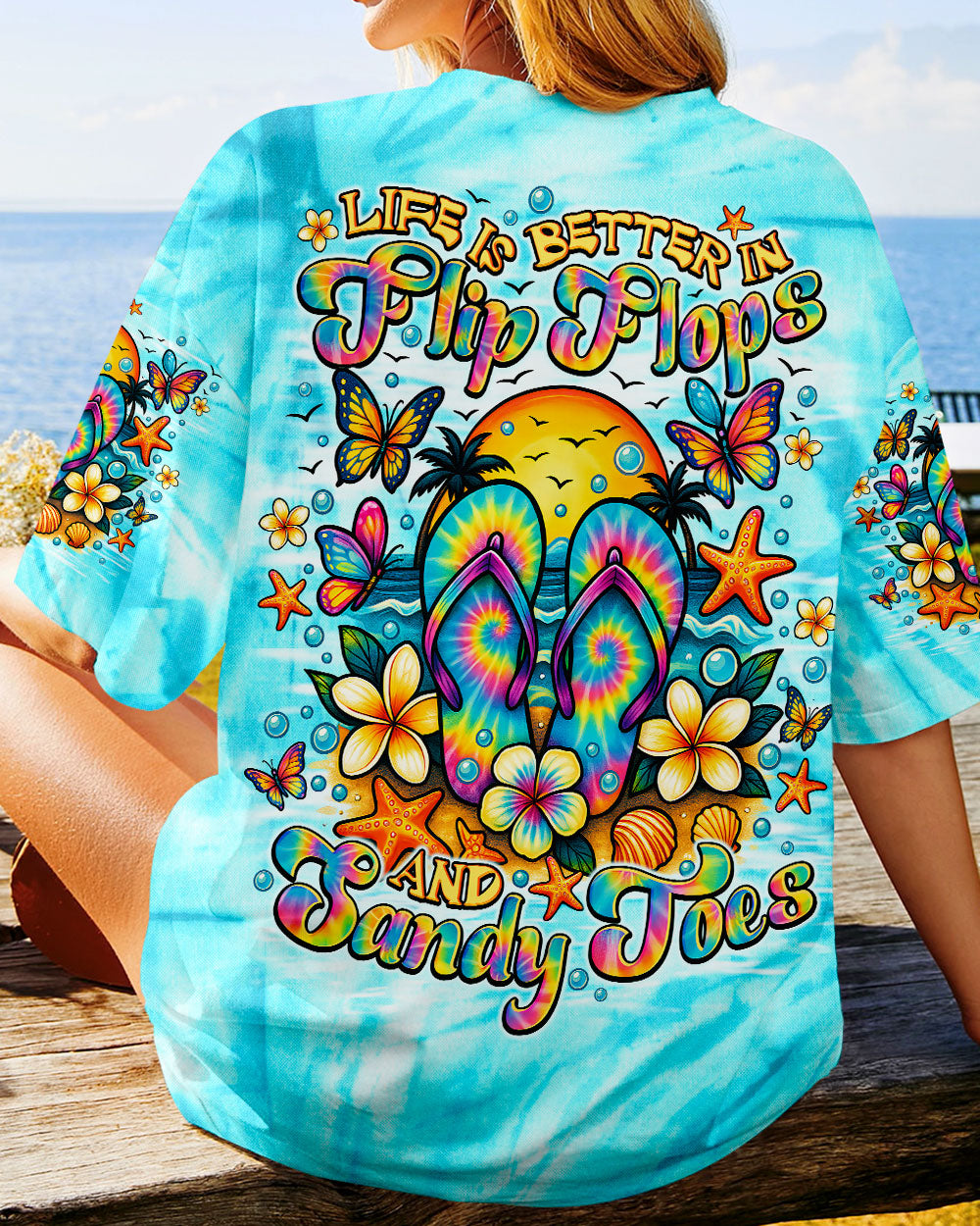 BLISSCORNERS LIFE IS BETTER IN FLIP-FLOPS AND SANDY TOES ALL OVER PRINT
