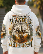 BLISSCORNERS NOT ALL WHO WANDER ARE LOST DEER COMPASS ALL OVER PRINT
