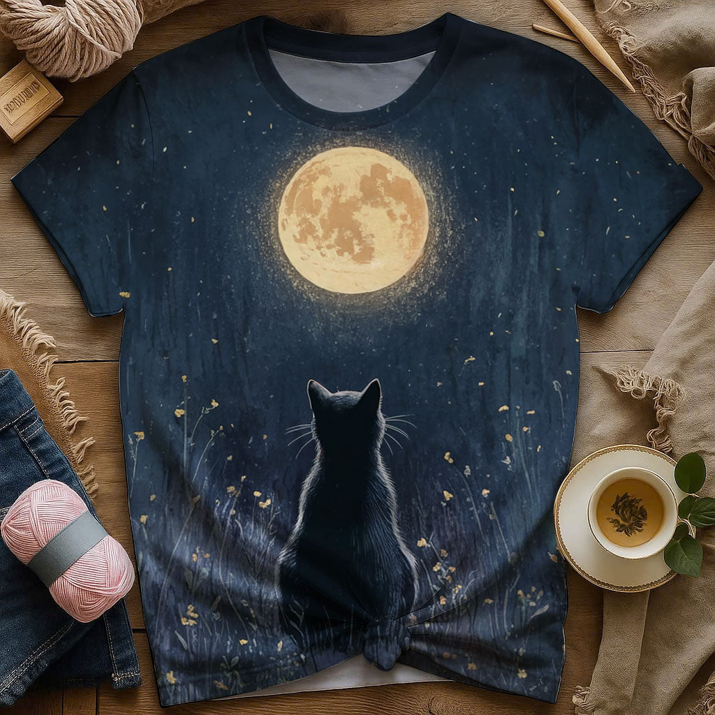 Blisscorners Cat Shirts, Alone, Still, Beneath the Moon