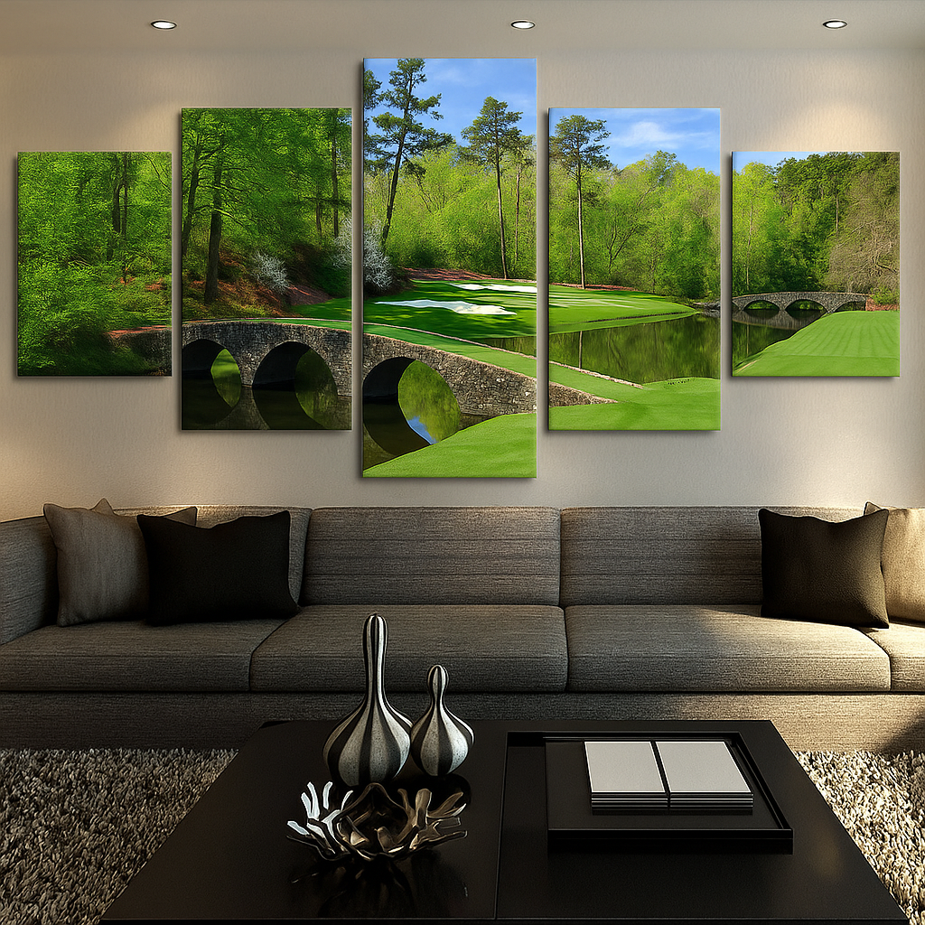 Blisscorners Augusta Golf Course Canvas, Canvas Wall Art, Multi Canvas Wall Art, Golf Decor LM2611