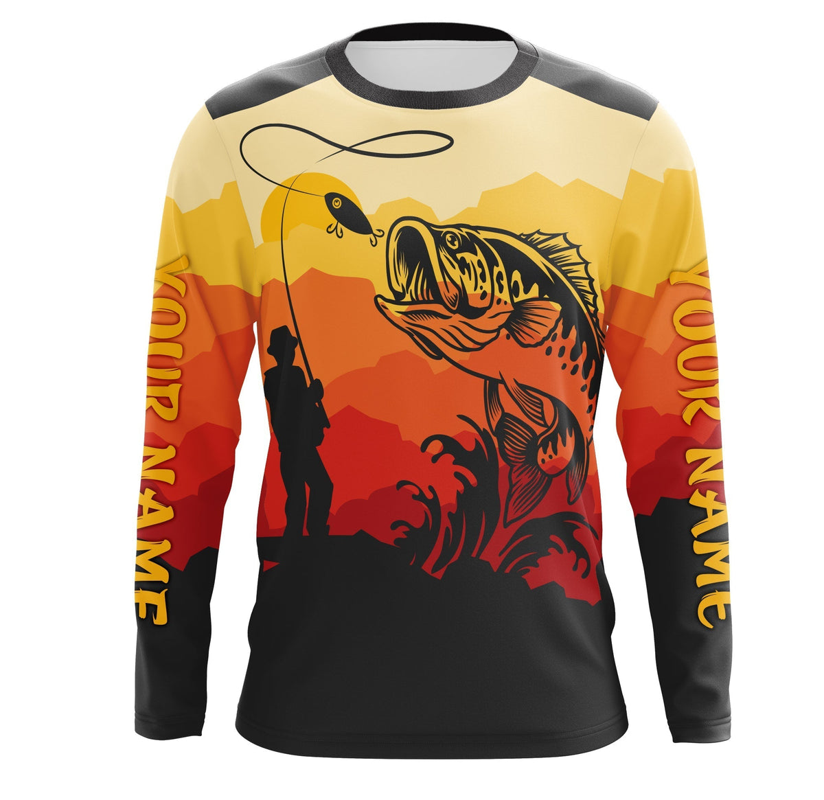 Blisscorners Bass Fishing Sunset Background Customize Name 3D Shirts