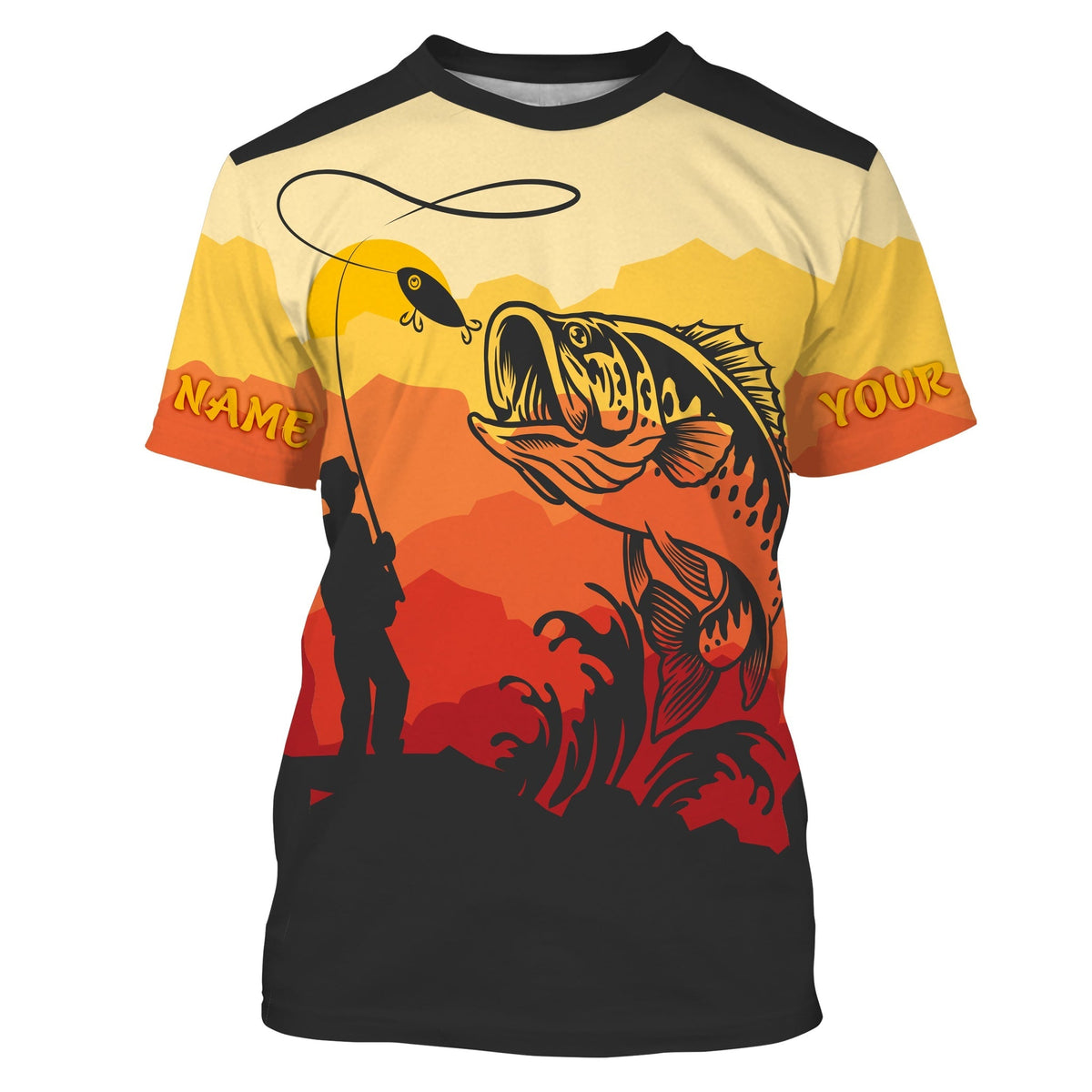 Blisscorners Bass Fishing Sunset Background Customize Name 3D Shirts