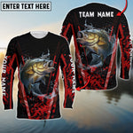 Blisscorners Bass Fishing Red Smoke Pattern Sport Jersey Personalized Name Long Sweat Shirt