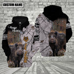 Blisscorners Boar Hunting Premium White Pattern Personalized Name 3D Shirt