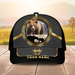 Blisscorners Bear Hunting Gold Line Majestic Personalized Name 3D Cap