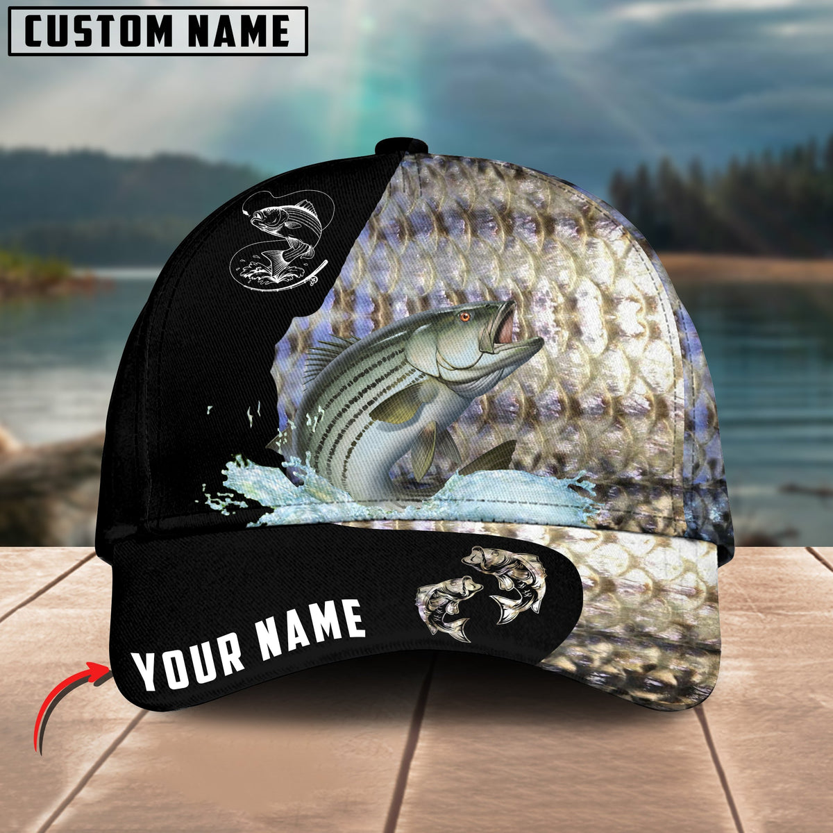 Blisscorners Personalized Stripped Bass Fishing Classic 3D Cap
