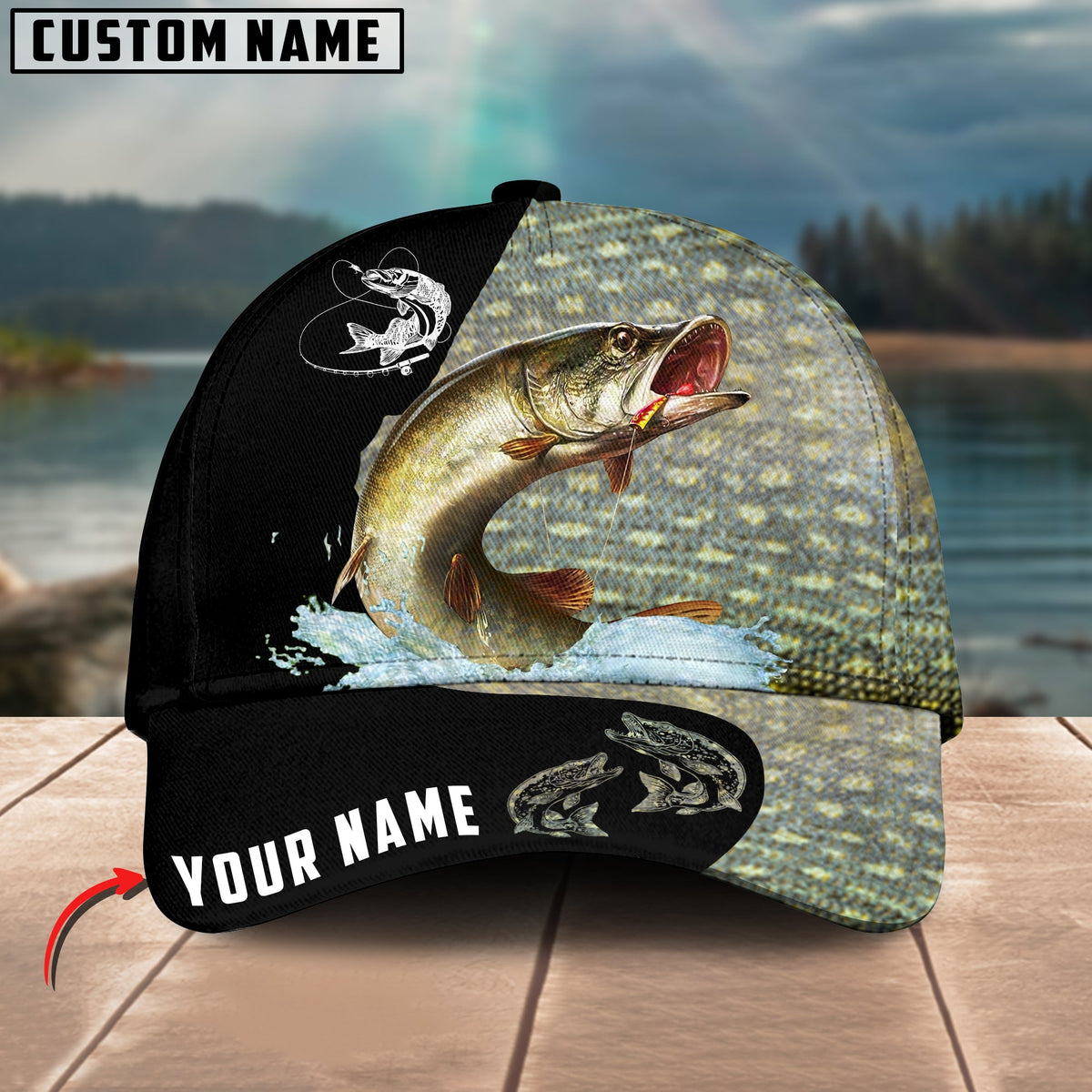Blisscorners Personalized Pike Fishing Classic 3D Cap