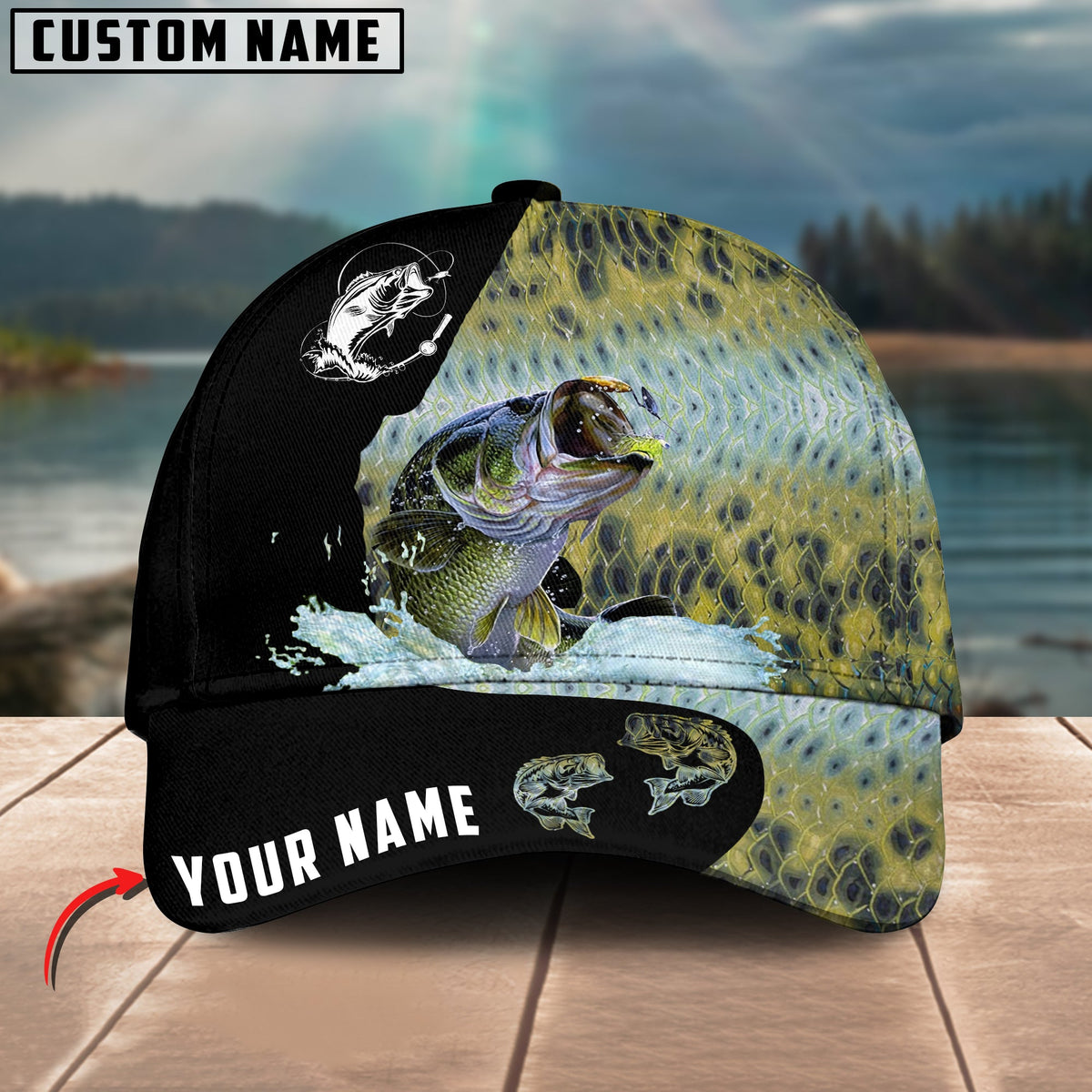 Blisscorners Personalized Large Mouth Bass Fishing Classic 3D Cap