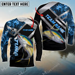 Blisscorners Tuna Fishing Blue Smoke Pattern Pro Sport Jersey Personalized Name And Team Name Long Sweat Shirt