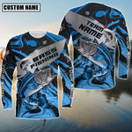 Blisscorners Bass Fishing Blue Water Flow Pattern Premium Sport Jersey Personalized Name And Team Name Long Sweat Shirt