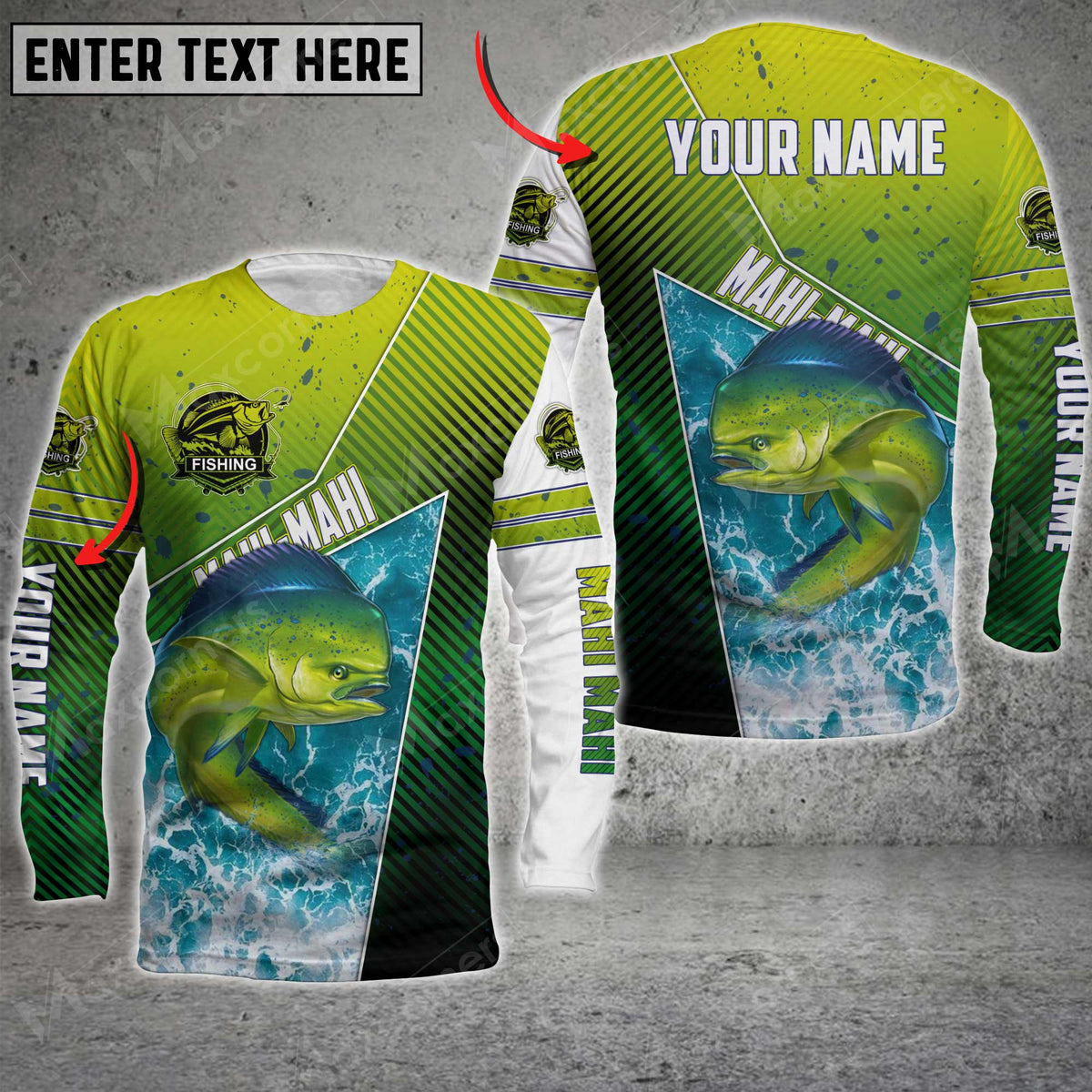 Blisscorners Mahi-mahi Fishing Salt Water Skin Fishing Pattern Sport Jersey Personalized Name And Team Name Long Sweat Shirt