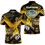 Blisscorners Tiger 3D All Over Print Billiard Shirts For Men Custom 8 Ball Team League Billiard Jerseys For Heather