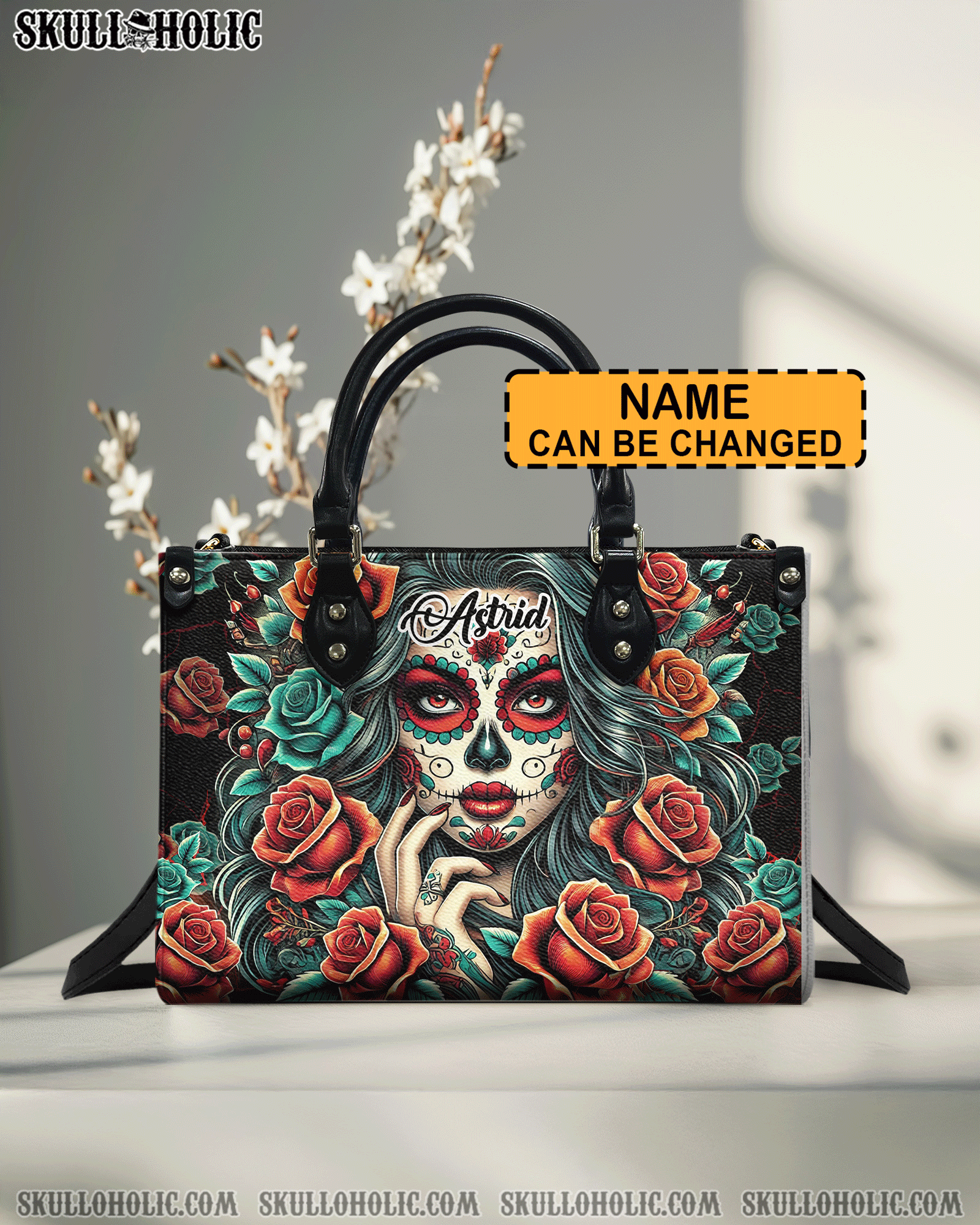 BLISSCORNERS SUGAR SKULL LEATHER HANDBAG