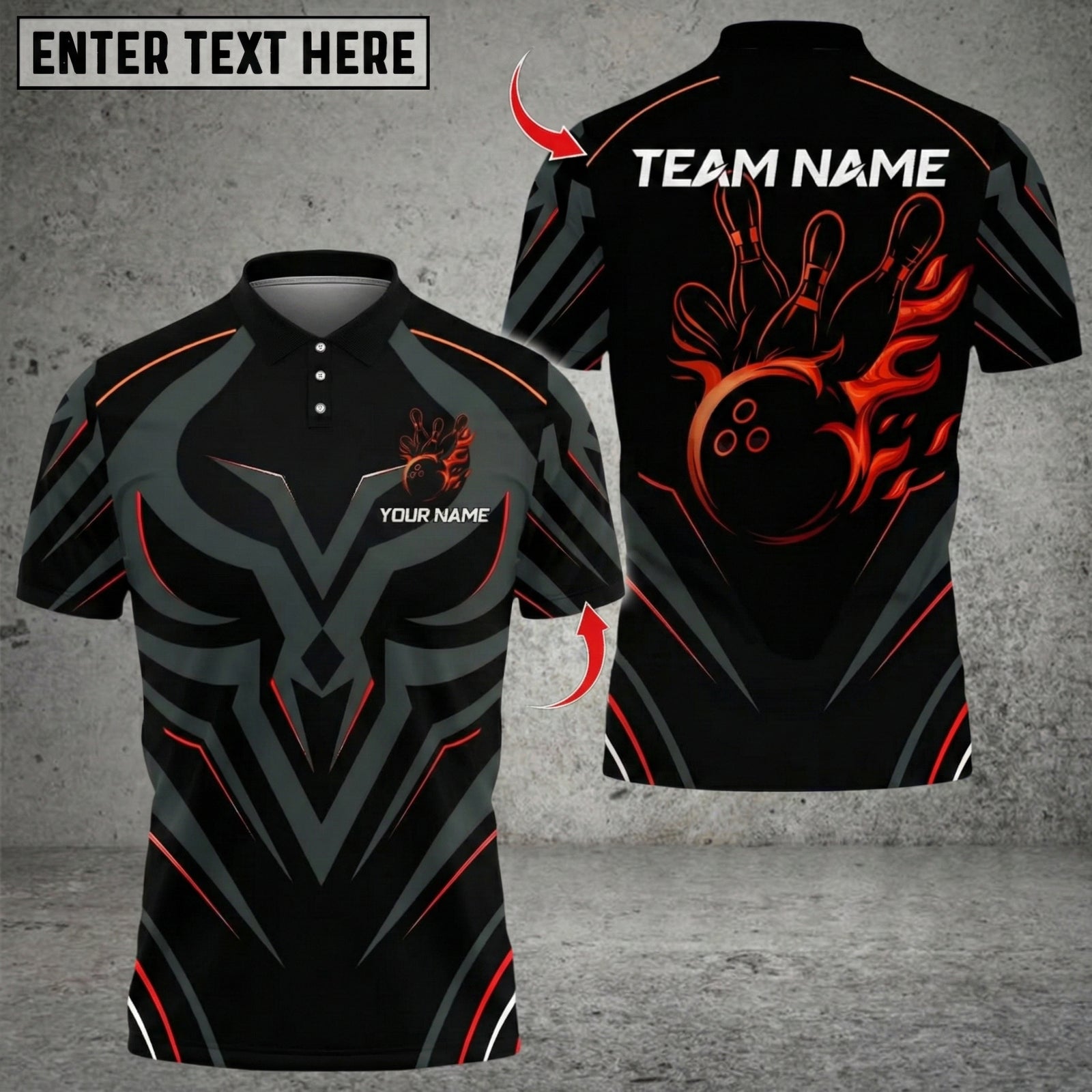 Blisscorners Bowling Golden Royal Flame Multicolor Customized Name, Team Name 3D Shirts
