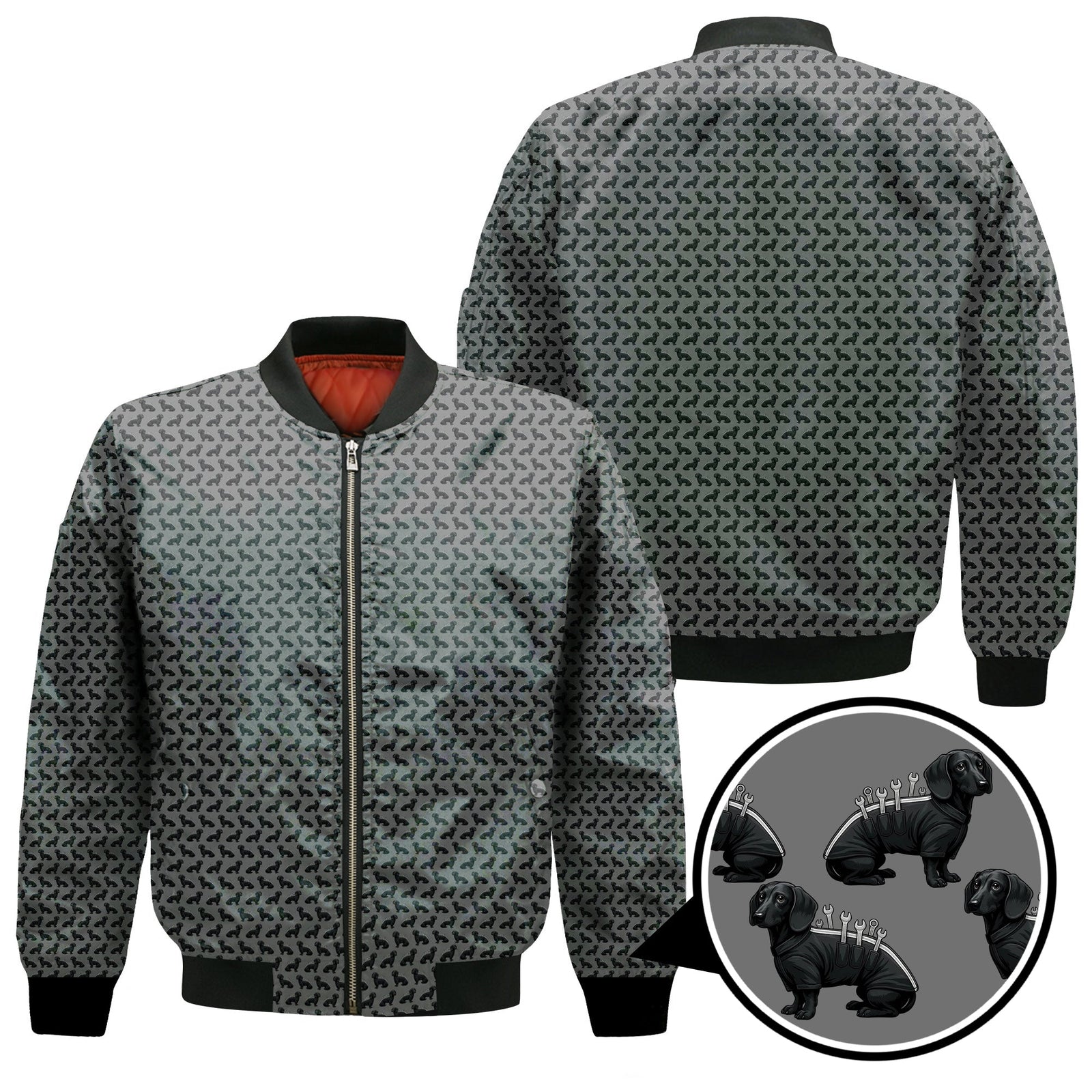 Blisscorners Funny Dog Mechanic Shirt, Dachshund and Wrench Pattern Printed Shirt Presents For Mechanics