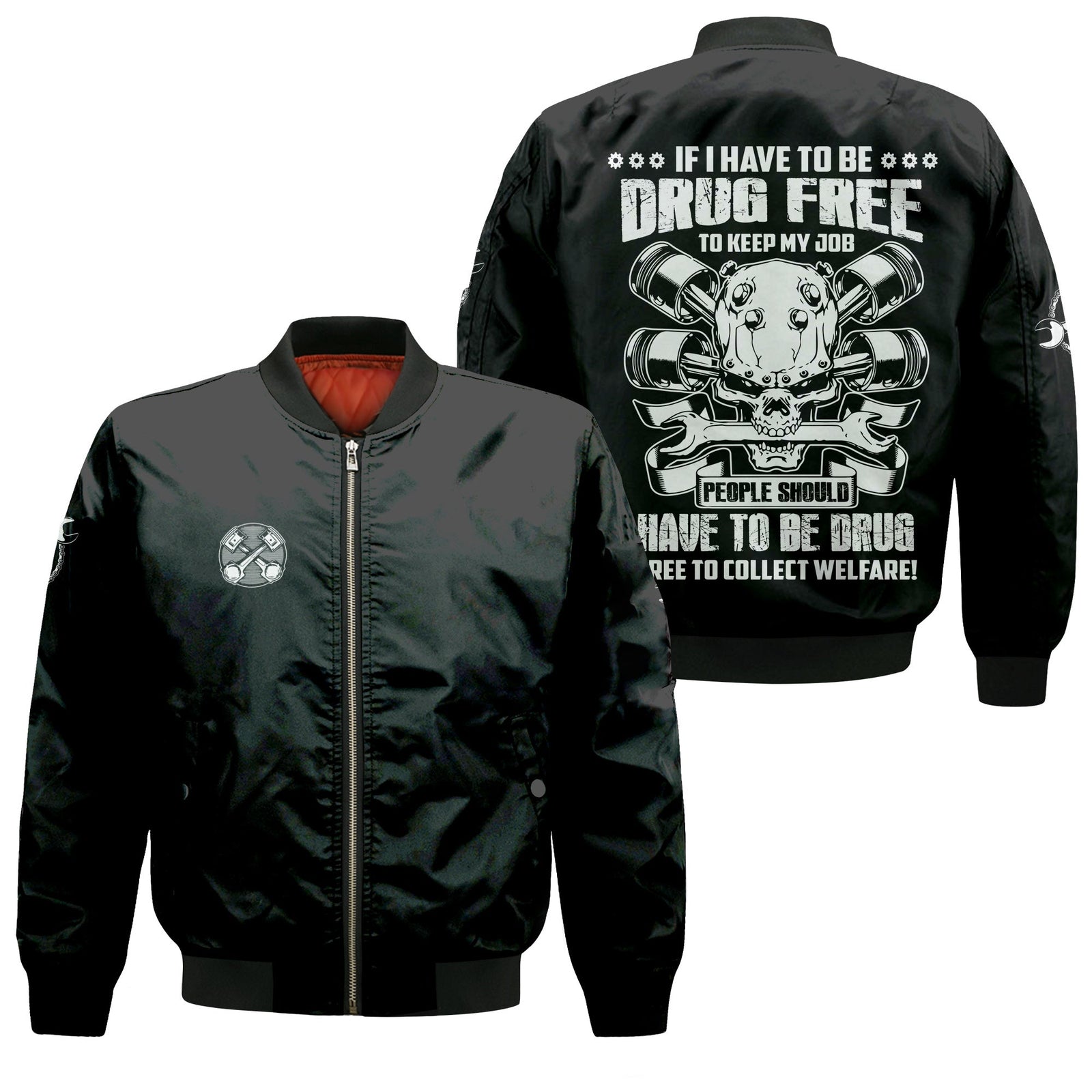 Blisscorners Funny Mechanic Shirt If I Have To Be Drug Free To Kep My Job Skull Wrench Black Hoodie