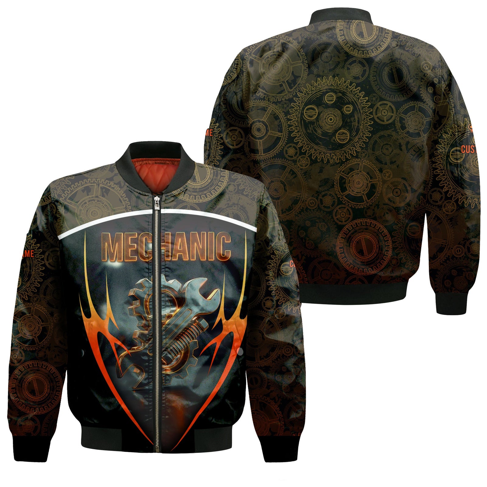 Blisscorners Personalized Gear And Wrench Mechanic Shirt, Custom Name Work Shirt For Auto Repair, Garage And Engineering Professionals