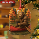 Blisscorners Personalized Bigfoot Fishing Ornament, Funny Sasquatch in Canoe Christmas Decor, Unique Gift for Fishermen and Outdoor Lovers LM0411